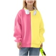 thumbnail image 3 of AINIYS Girls Crewneck Sweatshirt Colorblock Pullover Long Sleeve Fleece Tops Casual Drop Shoulder Pullover Yellow 13 Years, 3 of 7