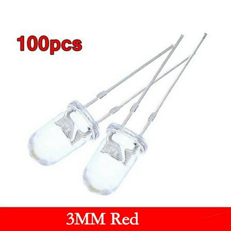 

100pcs Super Bright LED 3mm Red/Blue/Green/White/Yellow LED Transparent Bulb
