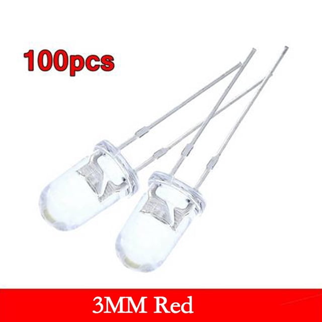 100Pcs Led Lights 3mm Light Emitting Diodes Electronics Kit Box Dc 2-3V Led Diode Assorted Kits Dome Super Bright Led Red