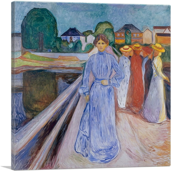 ARTCANVAS Women on the Bridge 1902 Canvas Art Print by Edvard Munch - Size: 12" x 12" (0.75" Deep)