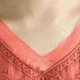 thumbnail image 3 of Kukoosong Women's Vintage Embroidered T-Shirts Solid Color Elbow-Length V-Neck Linen Pullover for Summer, Loose and Bohemian Tee Shirt for Women, 3 of 6
