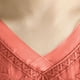thumbnail image 4 of Camisas de Cuello en V de Manga Corta para las Mujeres Lino Blusas Bordadas Ajuste Suelto Verano Casual Tops de Cuello Redondo, 4 of 5