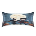 thumbnail image 3 of Haosy Satin Pillowcase for Hair and Skin Standard Cooling Silk Pillow Case with Envelope Closure Little Witch and Vampire on Halloween 20"x30", 3 of 9