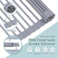 thumbnail image 4 of Sink Drying Rack, 20.5" W x 16.1" L Over The Sink Roll-Up Dish Drainer - Rolling Foldable Accessories Heat-Resistant Mat Anti-Slip Silicone Coated Multipurpose for Kitchen Counter, 4 of 8