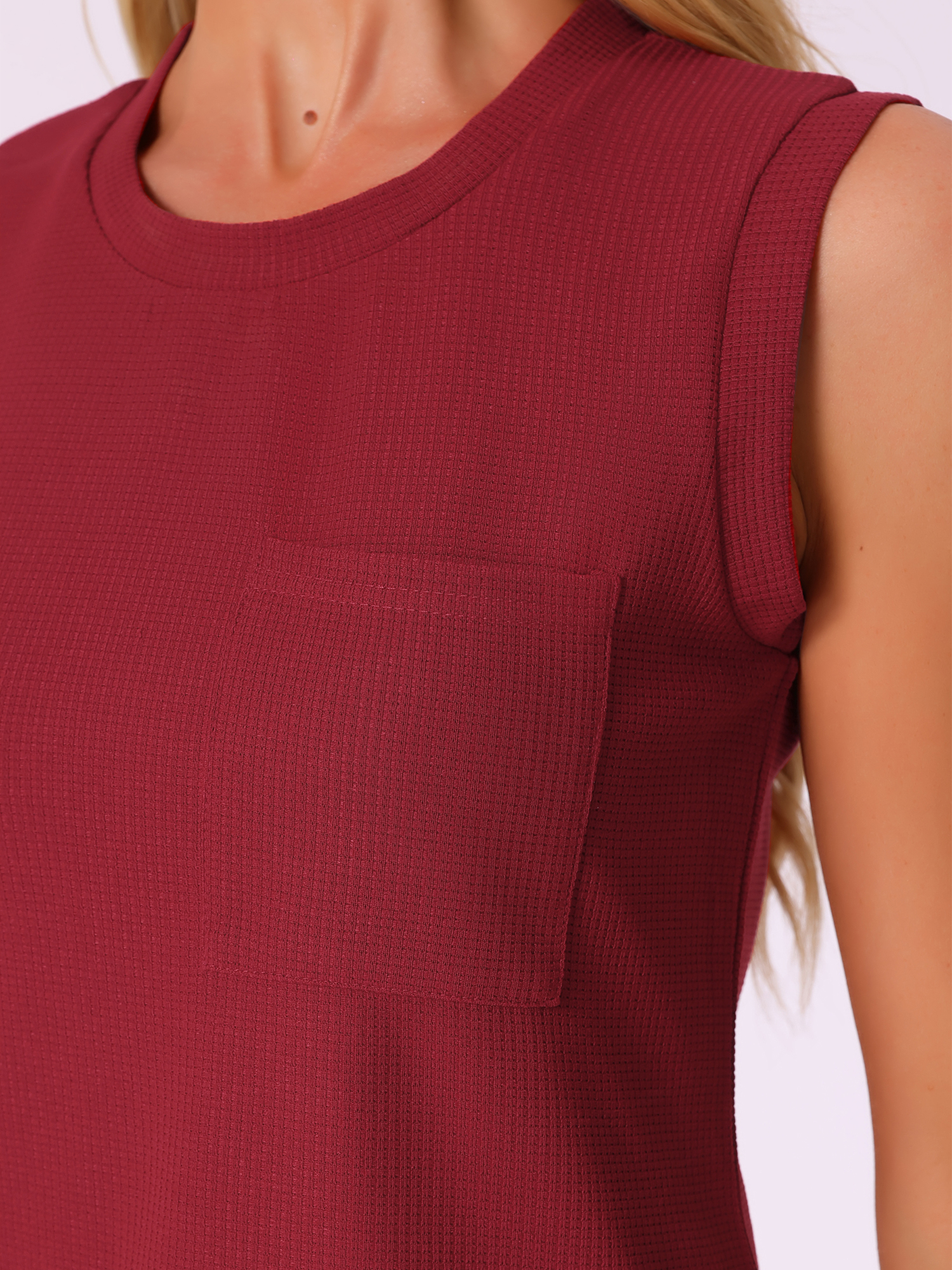 DARING DIVA Sleeveless Summer Waffle Knit Pajamas Tank Top 2XL Red