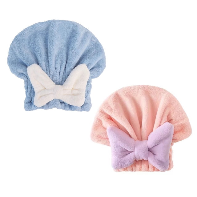 Gorro absorbente para secar el cabello, toalla de microfibra de secado rápido, gorro de ducha, turbante para secar el cabello mojado con lazo para mujeres y niñas.