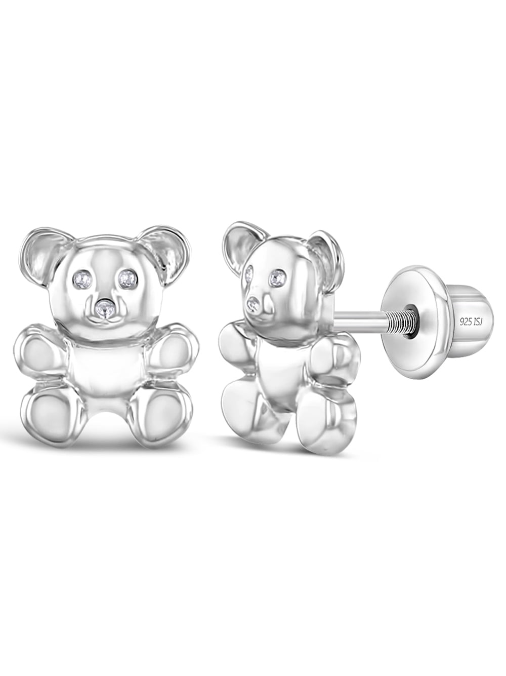 My Teddy Bear Baby / Toddler / Kids Earrings Screw Back - Sterling Silver