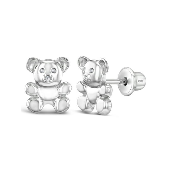 My Teddy Bear Baby / Toddler / Kids Earrings Screw Back - Sterling Silver
