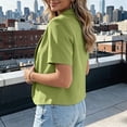 thumbnail image 4 of Admvng Women's Short Sleeve Cropped Blazer Lapel Collar Lightweight Cropped Suit Jacket Casual Work Tops, 4 of 7