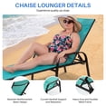 thumbnail image 6 of EDX Park Steel Stacking Chaise Lounge Chair for Outdoor Patio, Cyan, 6 of 10