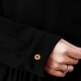 thumbnail image 7 of Efsteb Fall Fashion 2025 Women's wear to Work Dresses Long Sleeve Lapel Collar Button Midi Dresses A-Line Pleated Dress (Black,XL), 7 of 7