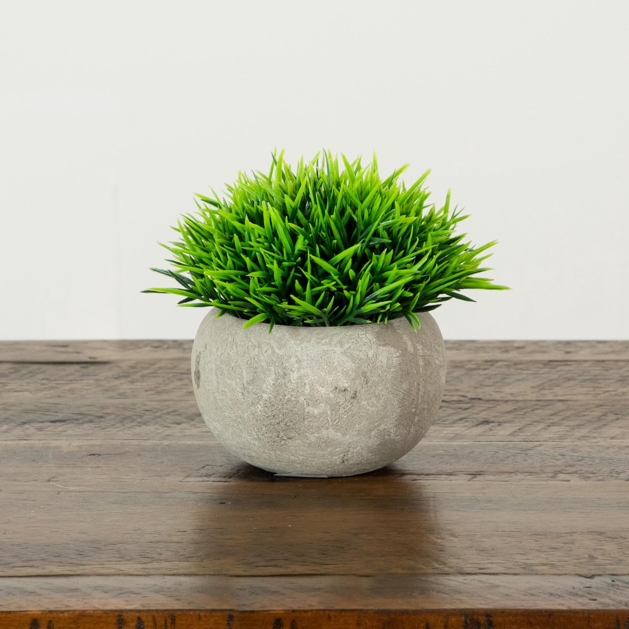 4.5in. Artificial Grass Plant in Cement Planter - Set of 2