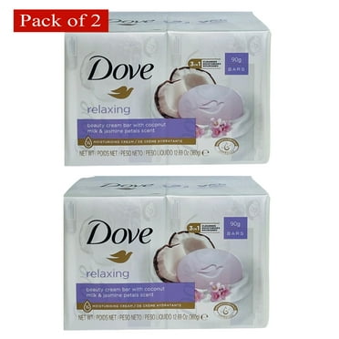 Dove Bar Soap Relaxing with Coconut Milk and Jasmine, 4x90g (Pack of 2)
