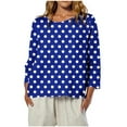 thumbnail image 2 of YUGYXL Womens Polk Dots T Shirts 3/4 Length Sleeve Crew Neck Tunic Tops Fall Clothes Winter Casual Loose Comfy Tops Blue S, 2 of 8