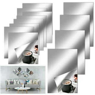 Americanflat 4pcs Set Adhesive Mirror Tiles - Exclamation Rectangular Design - Peel and Stick Mirrors for Wall - Frameless Real Glass Mirror