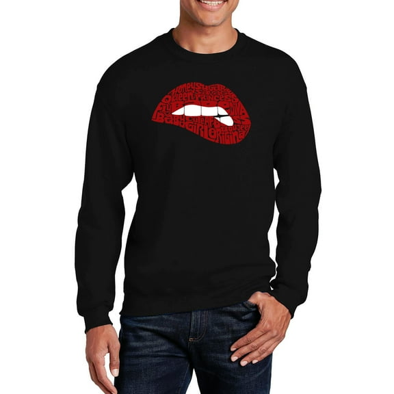 LA Pop Art Men's Word Art Crewneck Sweatshirt - Savage Lips