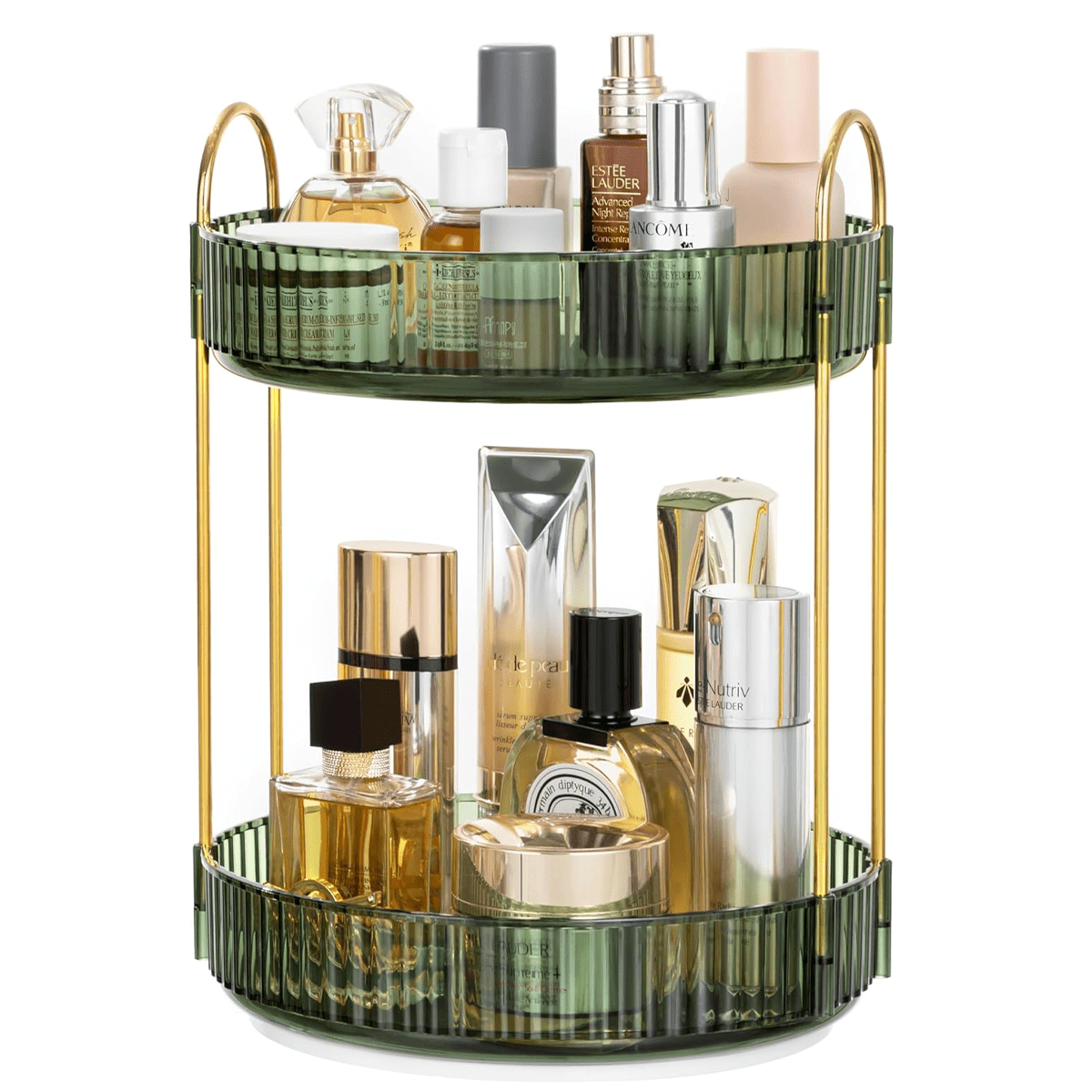Étagère De Rangement De Salle De Bain à 2 Niveaux Doré Et Blanc – Étagère De Maquillage élégante Avec Structure Humanisée Pour une Organisation Facile(vêtements de grande taille, imprimés, etc