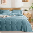 thumbnail image 1 of Cotton Duvet Cover Queen Size Pinstriped Comforter Cover with Button Washed Cotton Breathable Soft Solid Bedding Set Duvet Cover ×in & Pillowcases (NO Comforter), 1 of 9