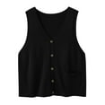 thumbnail image 4 of Zedker Women's Button V Neck Sleeveless Vintage Knit Sweater Vest Lightweight Jacket Waistcoat Black Plus Free Size, 4 of 5