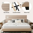 thumbnail image 6 of Einfach King Bed Frame, Platform Bed Frame with Panel Upholstered Fabric Headboard, Beige, 6 of 7