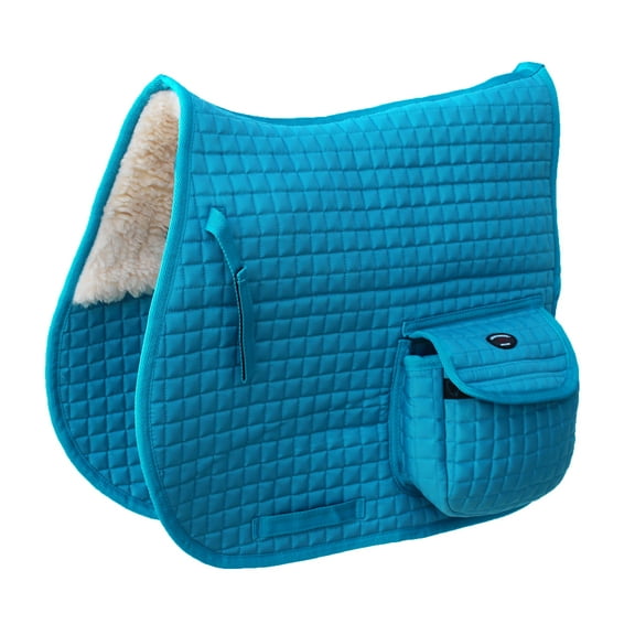 Horse English Quilted Faux Fur All-Purpose Saddle Pad Turquoise 72152TR