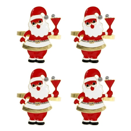 

NUOLUX 4Pcs Christmas Napkin Rings Napkin Buckles Napkin Rings Table Decors (Red)