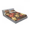 thumbnail image 3 of Modern Bedding Set with Sheet & Covers, Vector Design of a Wooden Like Apple with Floral Details Art, Printed Bedroom Decor 2 Shams, 4 Sizes, Dark Brown Marigold, by Ambesonne, 3 of 3