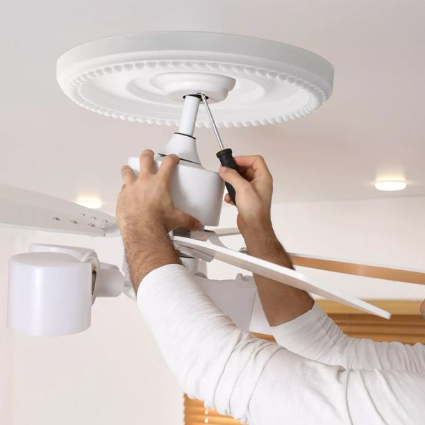 Ceiling Medallion Home Round Medallion PU Decorative Ceiling Fan Light Fixtures Covers Plate For Decorative Chandeliers And Fans