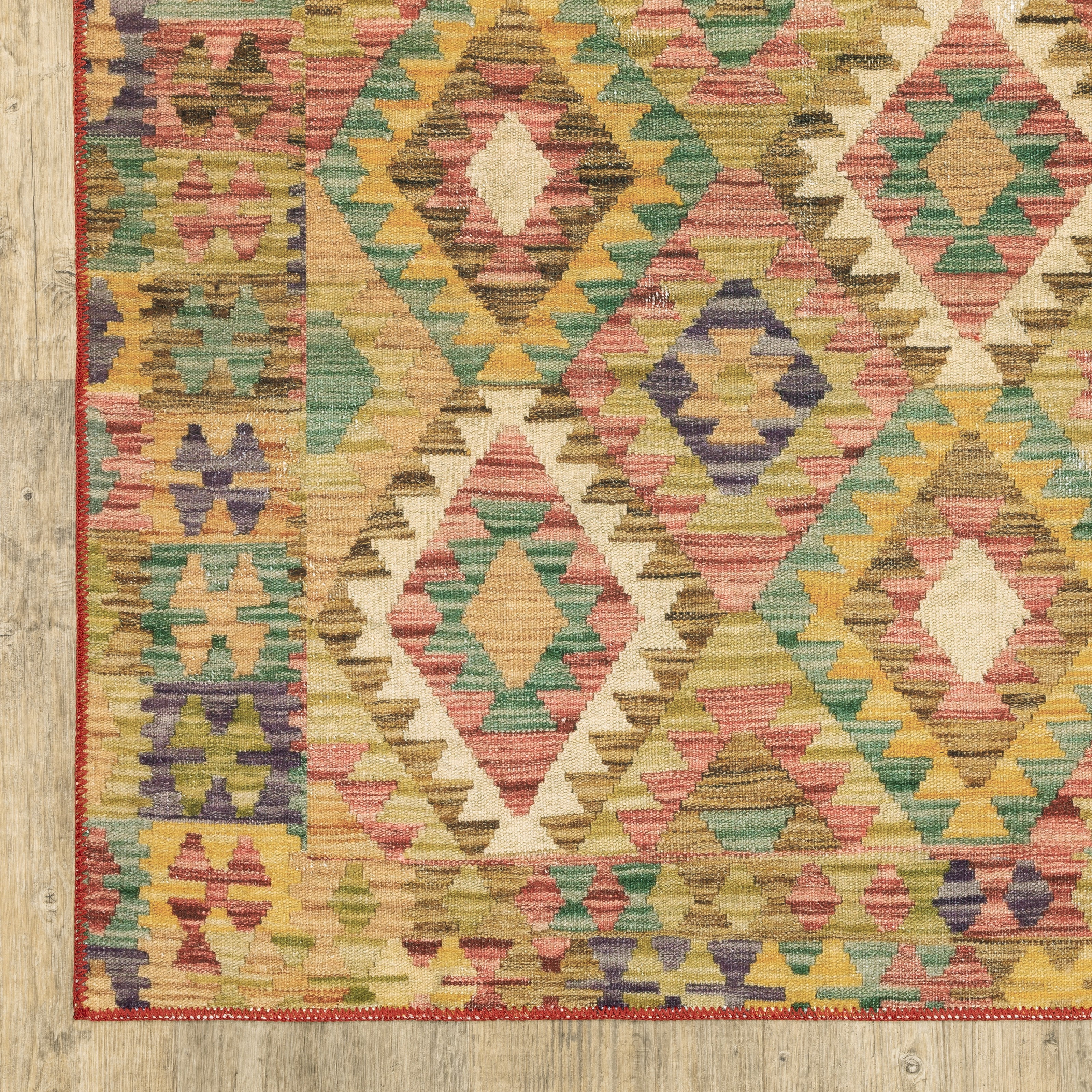 Avalon Home Marlowe Washable Geometric Tribal Gold/ Multi Indoor Area Rug
