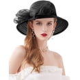thumbnail image 4 of Organza Fascinator Hat - Women's Wide Brim Church Bridal Tea Party Wedding Hat, 4 of 4