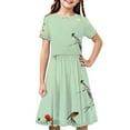 thumbnail image 2 of MKOSPLRT 4-14 Years Kids Skater Twirl Dresses Girls Short Sleeve Casual Floral Dress Cute Summer Beach A Line Dresses Kids Clothes, 2 of 8