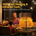 thumbnail image 3 of Advwin Outdoor Electric Patio Heater ,1500W Tabletop Infrared Heater, Waterproof IP55, Tip-Over Protection & Overheating Protection for Garden, Balcony, Garage, Backyard, 3 of 5