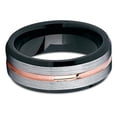 thumbnail image 2 of Rose Gold Tungsten Wedding Ring,Black Wedding Ring,Tungsten Wedding Band,8mm Wedding Ring,Anniversary, 2 of 3