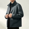 thumbnail image 4 of Fanshiluo Men's Stand Collar Full-Zip Long Sleeve Jacket, Lightweight Windproof Casual Outerwear with Side Pockets for Men,S,Big and Tall Men, 4 of 8