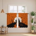 thumbnail image 3 of Orange Halloween Kitchen Curtains 54 Inch Length, Dead Trees Pumpkins Castle Tiers Curtains for Bathroom Bedroom Cafe, Light Filtering Small Window Treatment Short Tiered Drapes 2 Panels 42"Wx54"L, 3 of 9