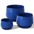 thumbnail image 6 of BEMAY Plant Pots, 4.1+5.1+6.5 inch Flower Pots with Drainage Hole and Saucer, Pack of 3 Ceramic Indoor Planters for Home and Office, Sapphire Blue, 6 of 6