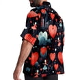 thumbnail image 3 of Valentine's Day Love Men's Short Sleeve Beach Shirts, Casual Printed Button Down, Summer Unisex Spread Collar Tops, 3 of 6