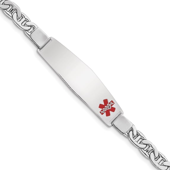 Beautiful Sterling Silver Rhodium-plated Medical ID Anchor Link Bracelet