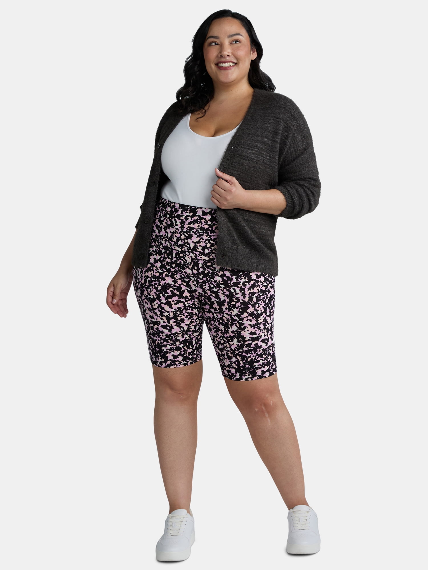 Terra & Sky Women’s Plus Size Bike Shorts, 10" Inseam, 2-Pack, Sizes 0X-4X