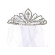 Kids Dream Girls Cross First Communion Veil Tiara Crown