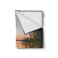 thumbnail image 2 of Nature Soft Flannel Fleece Throw Blanket, Sunset at Chudskoy Lake Estonia View Spring Flowers Landscape Photo, Cozy Plush for Indoor and Outdoor Use, 70" x 90", Baby Blue Pale Pink, by Ambesonne, 2 of 5