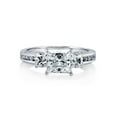 thumbnail image 2 of BERRICLE Sterling Silver 3-Stone Wedding Engagement Rings 1.6 Carat Princess Cut Cubic Zirconia CZ Promise Ring for Women, Rhodium Plated Size 7.5, 2 of 17