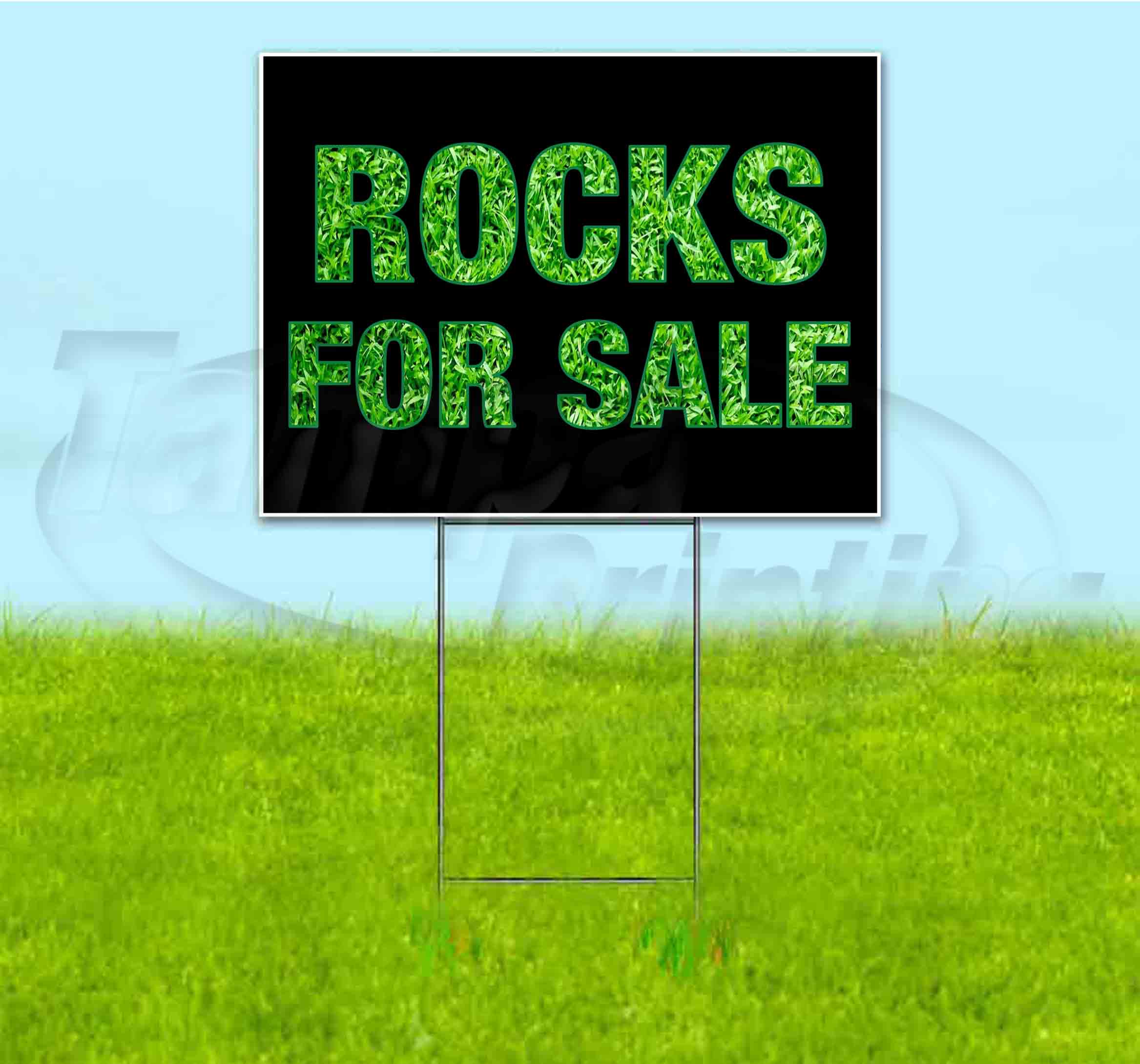Rocks For Sale (18" x 24") Yard Sign, Includes Metal Step Stake