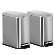 sasyxdc 1.3 Gallon Trash Can Kitchen Trash Can Stainless Steel Garbage Can with Removable Plastic Inner Bucket Lid Foot Pedal for Kitchen Bedroom Bathroom (2 Stainless Steel)