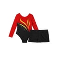 thumbnail image 5 of ZDHoor Girls 2Pcs Sports Suit Outfit Athletic Leotard Biketard with Shorts Set,Sizes 4-16 Red&Black 6, 5 of 6