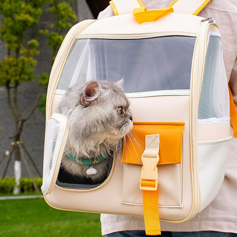2Pack Cat Backpack Carriers Bag Clear Orange Soda Color Block Easy Cleaning Fashionable Pet Carrier for Outdoor College Walmart