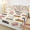 thumbnail image 3 of Feelyou Vintage Cartoon Train Bed Sheets, Steam Engine Vehicle King Sheets, Teens Kids Boys Girls Sheet Set, Microfiber Bedroom Decor, 4-Piece, 3 of 7