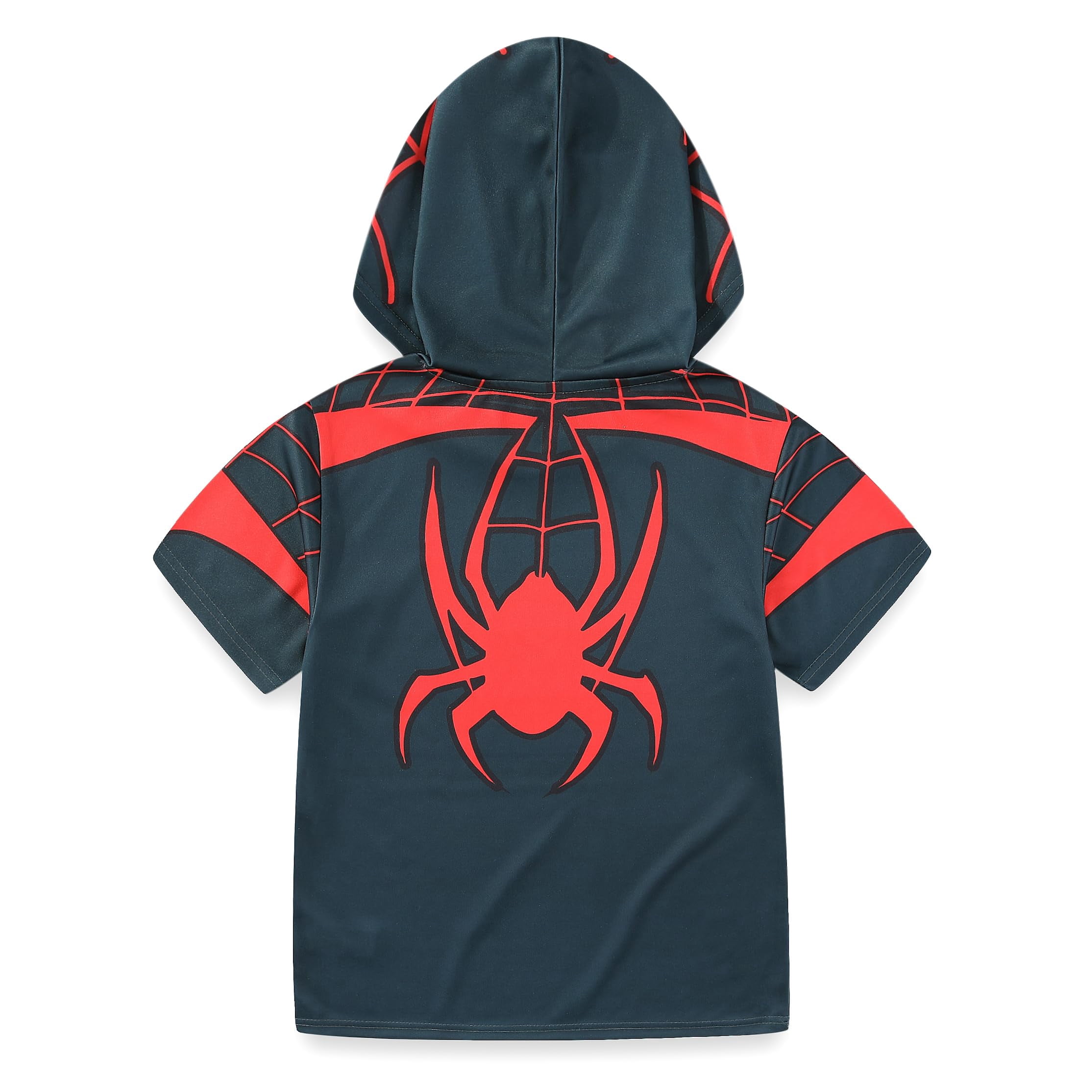 Marvel Spider-Man Miles Morales Short Sleeve Hooded T-Shirt and Short (Boys), 2 Piece Set, Sizes 4-12