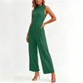 thumbnail image 7 of PBFRDSJ Jumpsuits for Women Casual Sleeveless Mock Neck Ruched Wide Leg Jumpsuit Casual Formal Long Romper with Pockets, 7 of 7