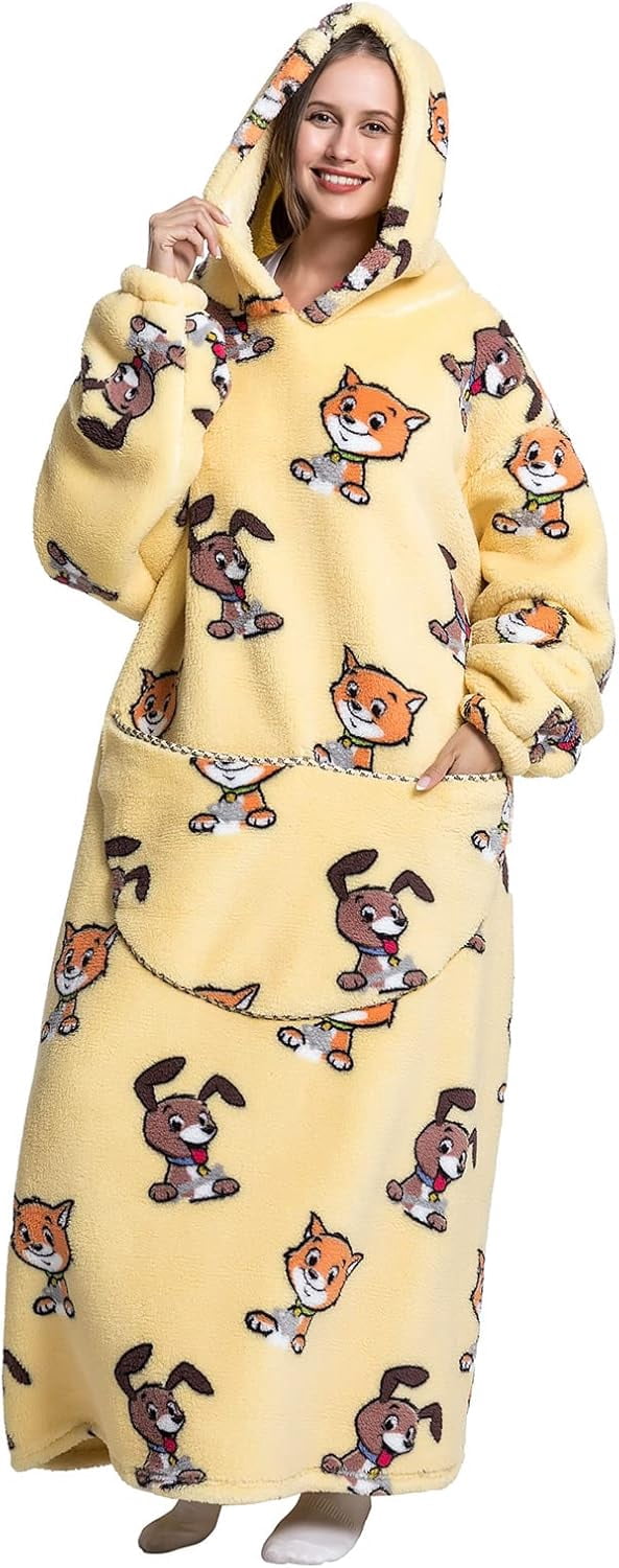 Oversized Blanket Hoodie,Adult Snuggle Fleece Wearable Blanket Fluffy Giant Hooded Sweatshirt